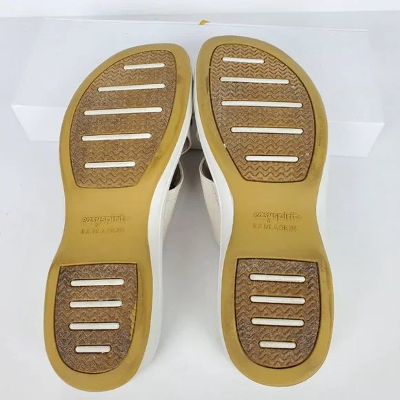 Easy Spirit Squint Beige Tan Fabric Leather Upper Slip On Sandal Size 6 1/2M - Picture 10 of 14